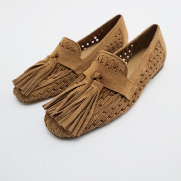 Zara Shoes - NWT Zara Woven Split Leather Flat Loafers